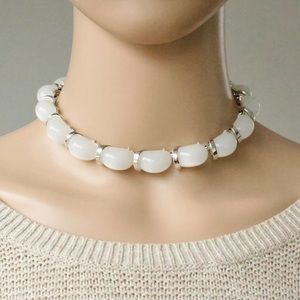 Vintage White Moonglow Lucite Choker Necklace
